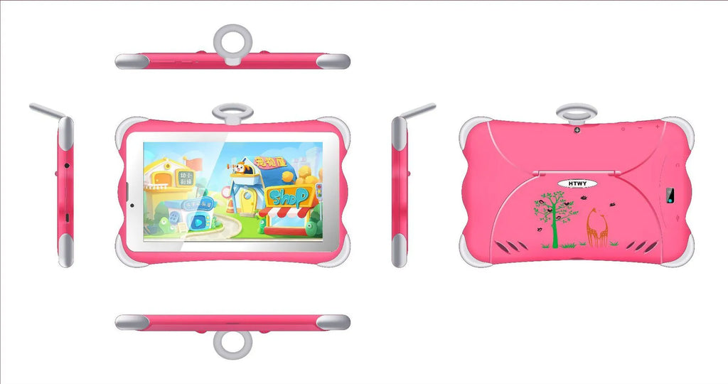 7-inch children's learning tablet with stand in cartoon orange colour
