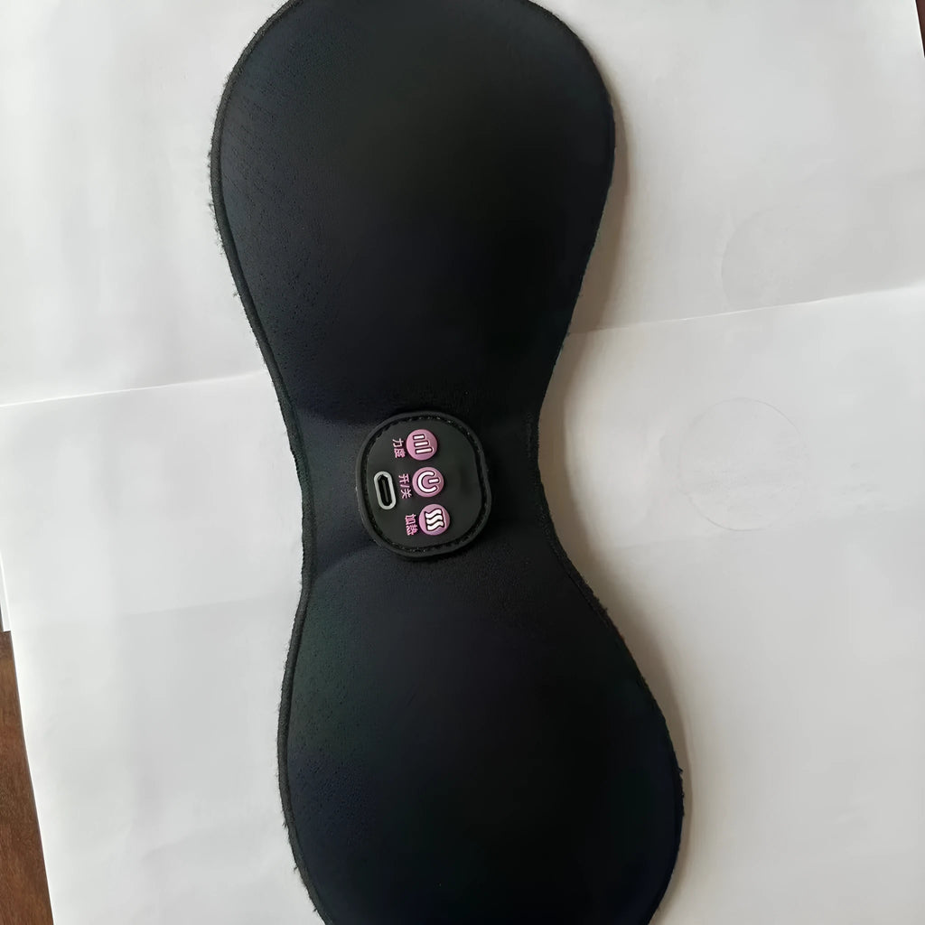 Black electric chest massage stickers with 3-key English control liner for vibration therapy