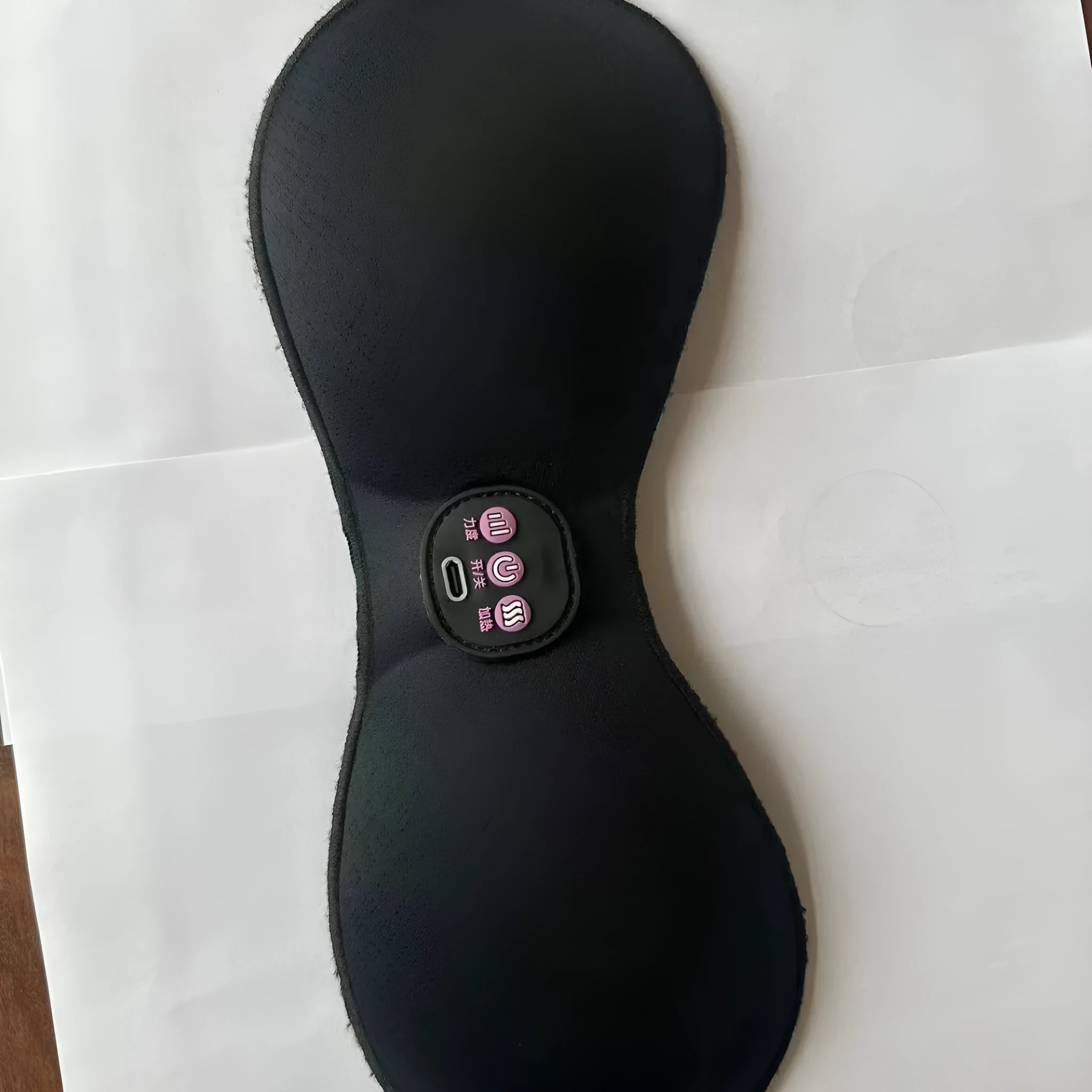 Black electric chest massage stickers with 3-key English control liner for vibration therapy
