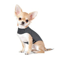 Heather grey brocade cotton ponte-de-roma dog anxiety and warm vest on a mannequin