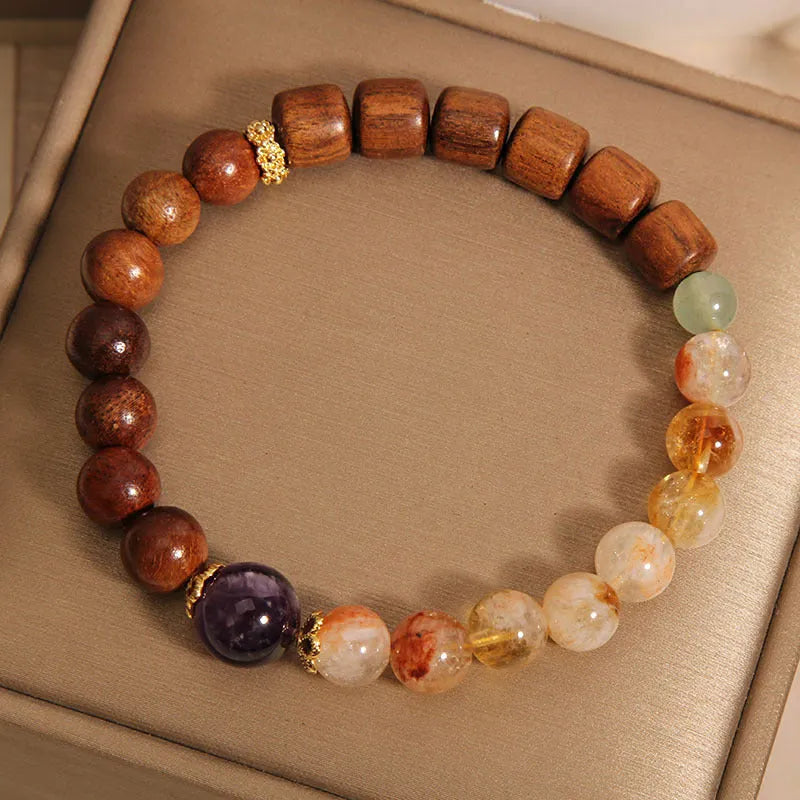 Yellow tower crystal amethyst bracelet with pearl rhinestone pastoral sequins for women