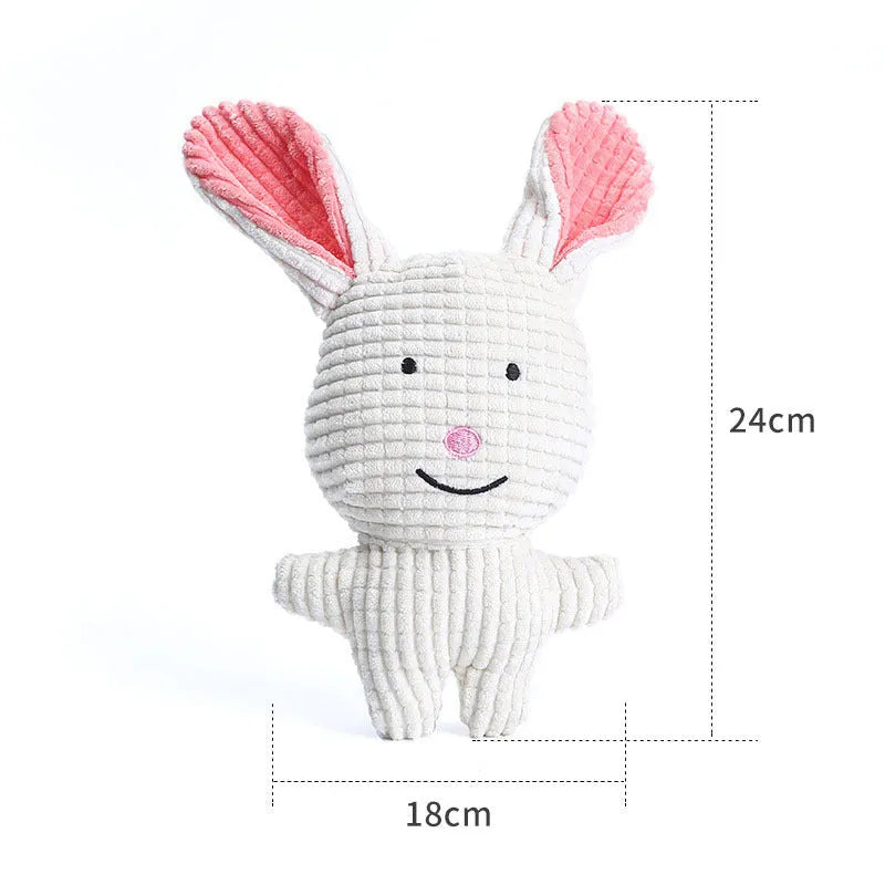 Cute animal shape plush dog chew toy in bright colour for small medium dogs and cats with squeaky sound