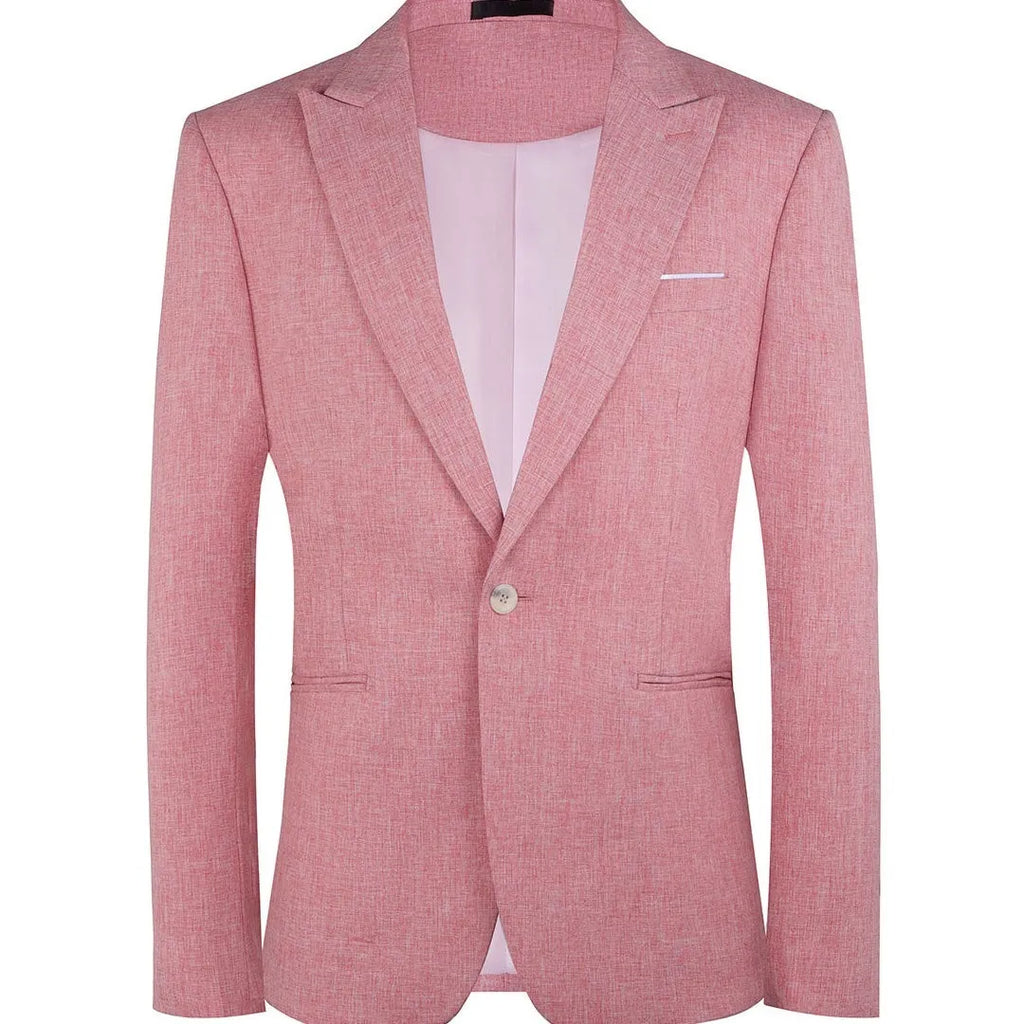 Men's western style casual suit jacket in pink or light blue with Asian sizing options
