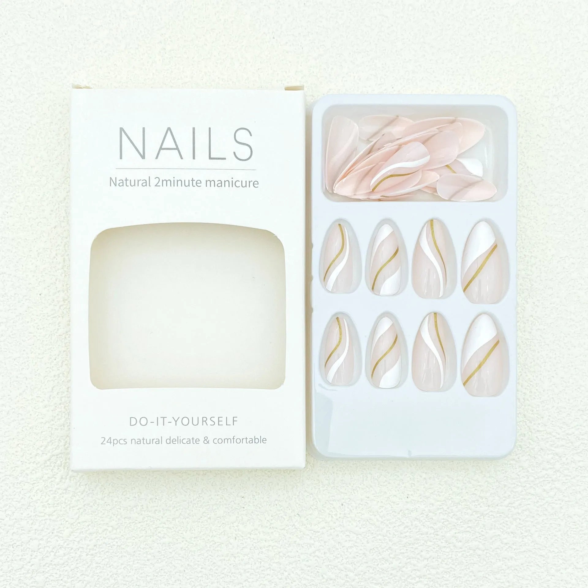 Golden Lines plaid pattern wearable nail stickers in JF0518 colour, medium drop shape