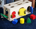 Wooden shape sorting puzzle box educational toy for preschool children