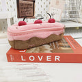 Cherry cake pattern velvet pencil case with Korean style design for stationery organisation