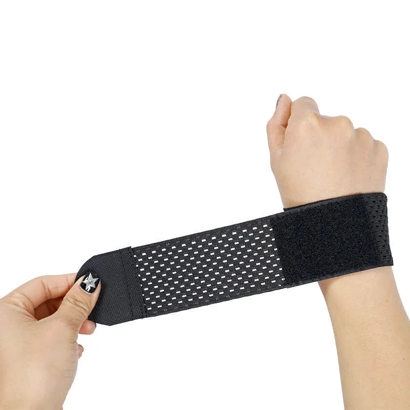 High elastic breathable athletic wristguard in black, gray, or pink, shown as a protective wristband.