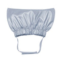 Adjustable waterproof pet shower cap for cats and dogs in silver colour showing ear protection design
