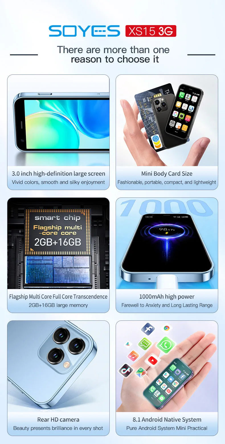 S23PRO XS15 mini smartphone in black, green, or pink purple colour showing straight plate design.