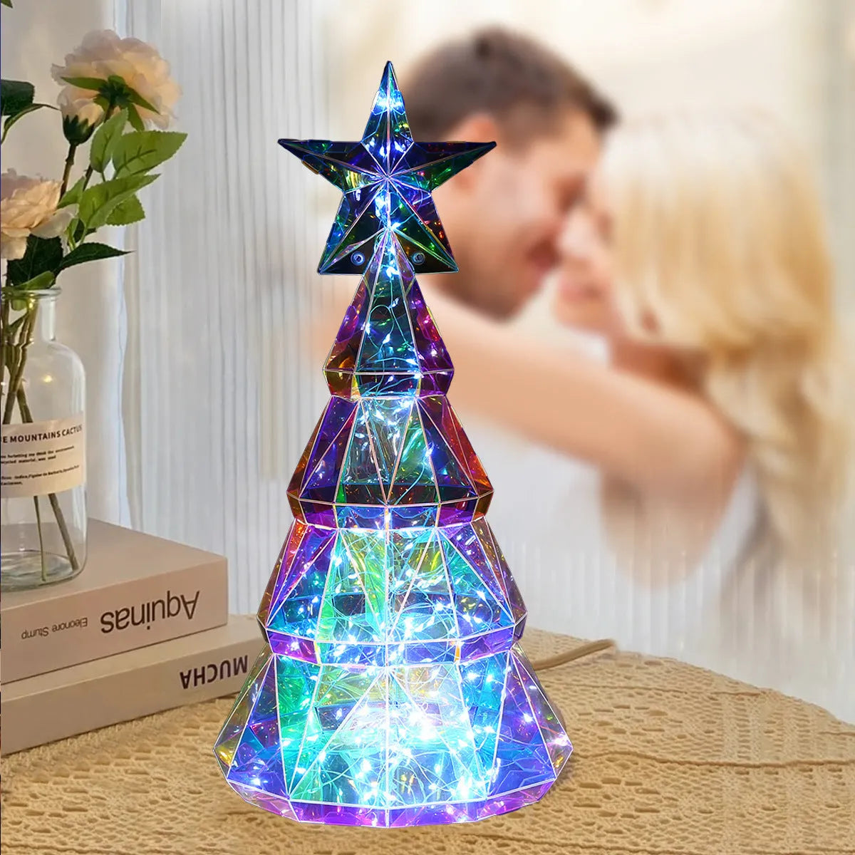 Colourful cartoon Christmas tree light decoration measuring 14.5cm x 4.8cm x 20cm
