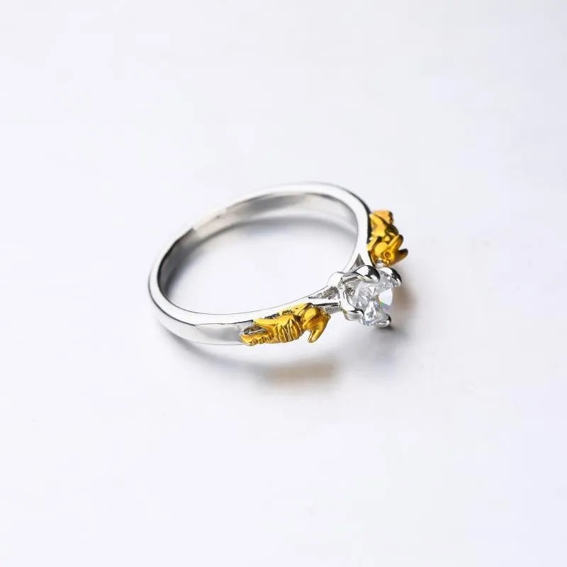 Copper crystal crown ring in black gold colour showing crown modelling design