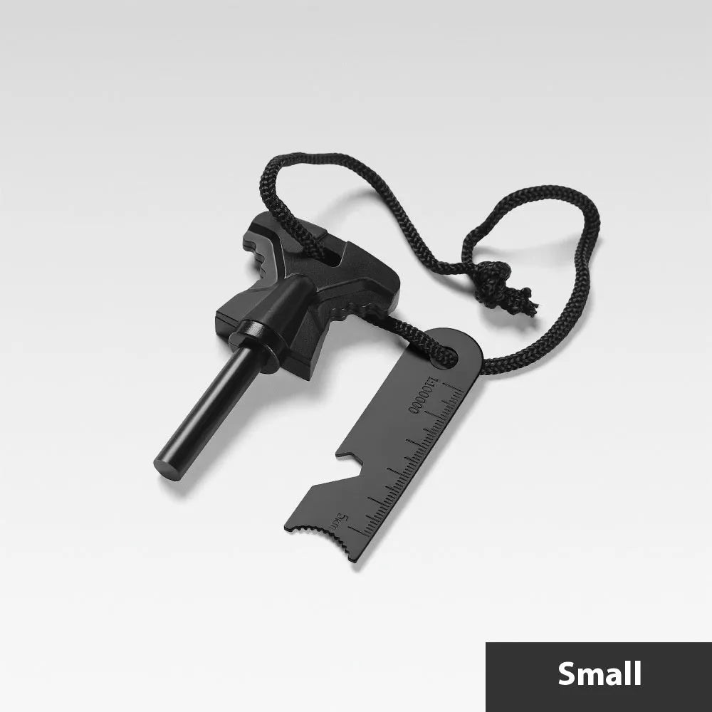 Butterfly-shaped ferrocerium fire starter with stainless steel bottle opener measuring 117x43mm