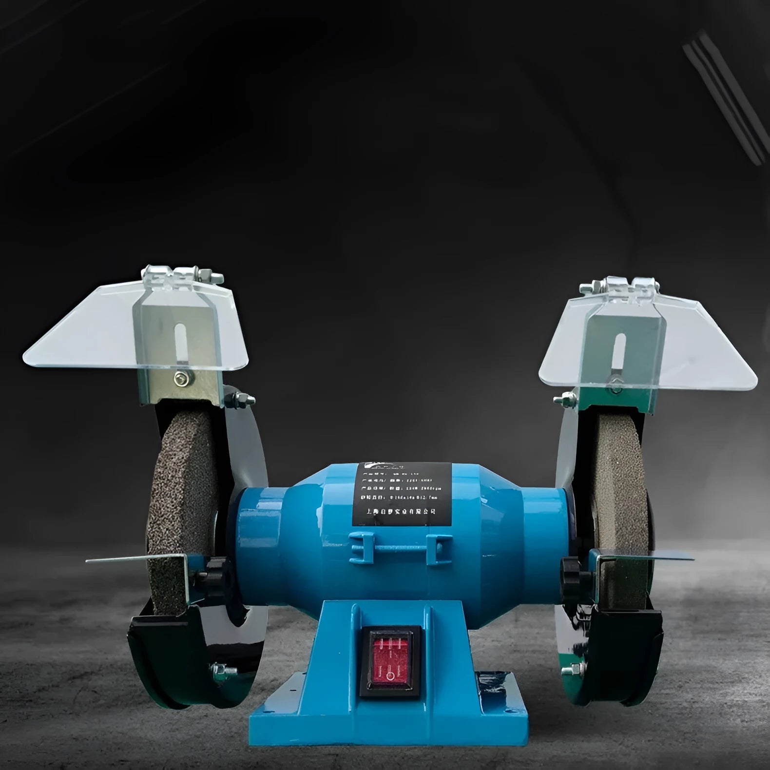 Compact 5-inch metal desktop polishing machine with a grinding wheel for sharpening knives.