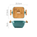 Modern irregular shaped porcelain ceramic bowl with matching lid in choice of four colours