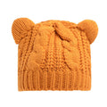 Hand-knitted cat ear beanie in knitting wool with 3D ears in multiple colours for winter