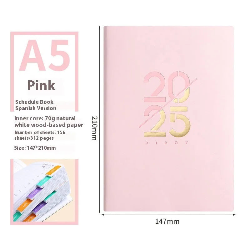 A5 faux leather daily planner notebook showing multiple colour options