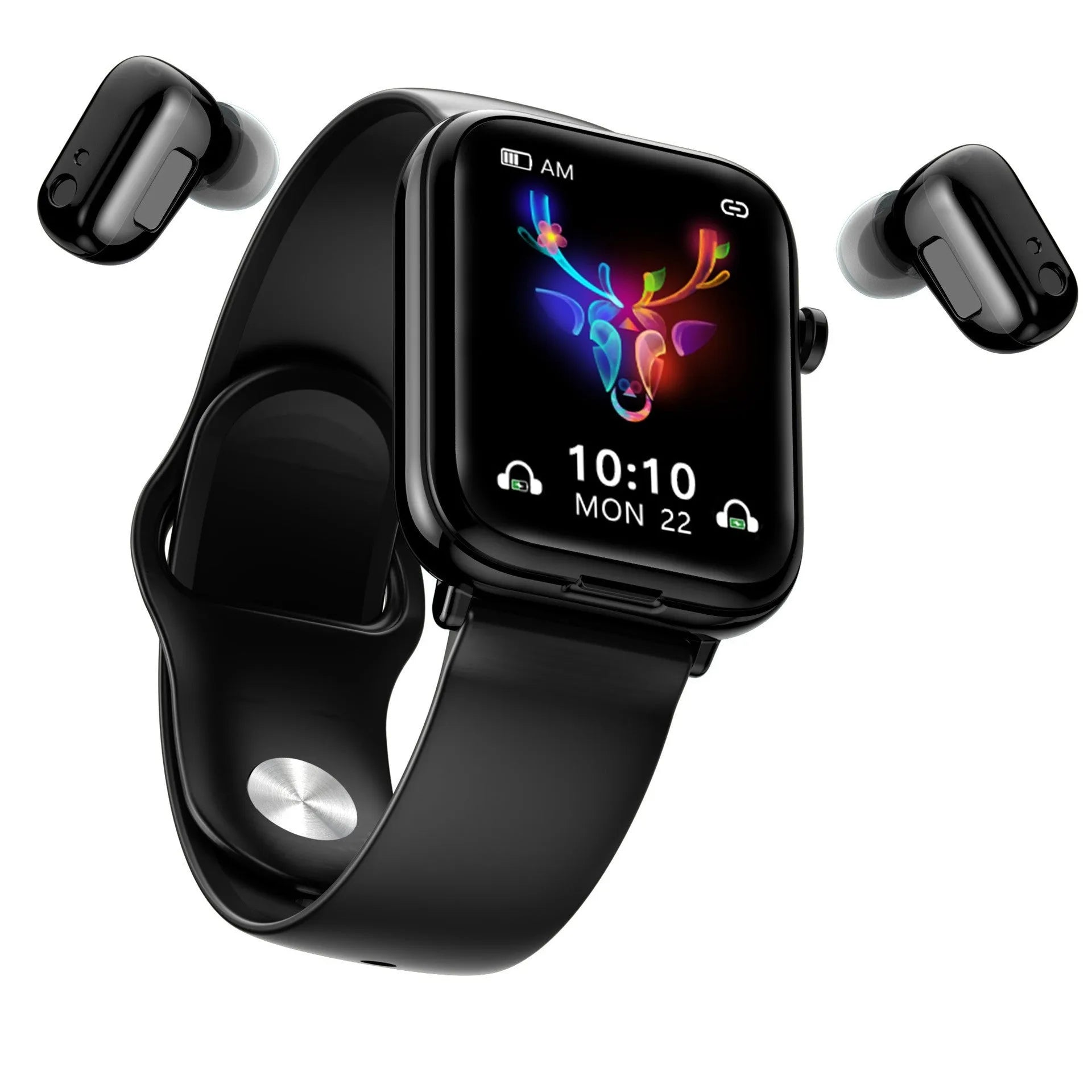 Black smart Bluetooth watch with touch screen display and zinc alloy body