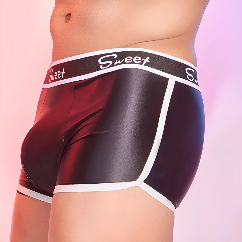 Men's nylon underwear with silky shiny finish in black, white and sapphire blue colours
