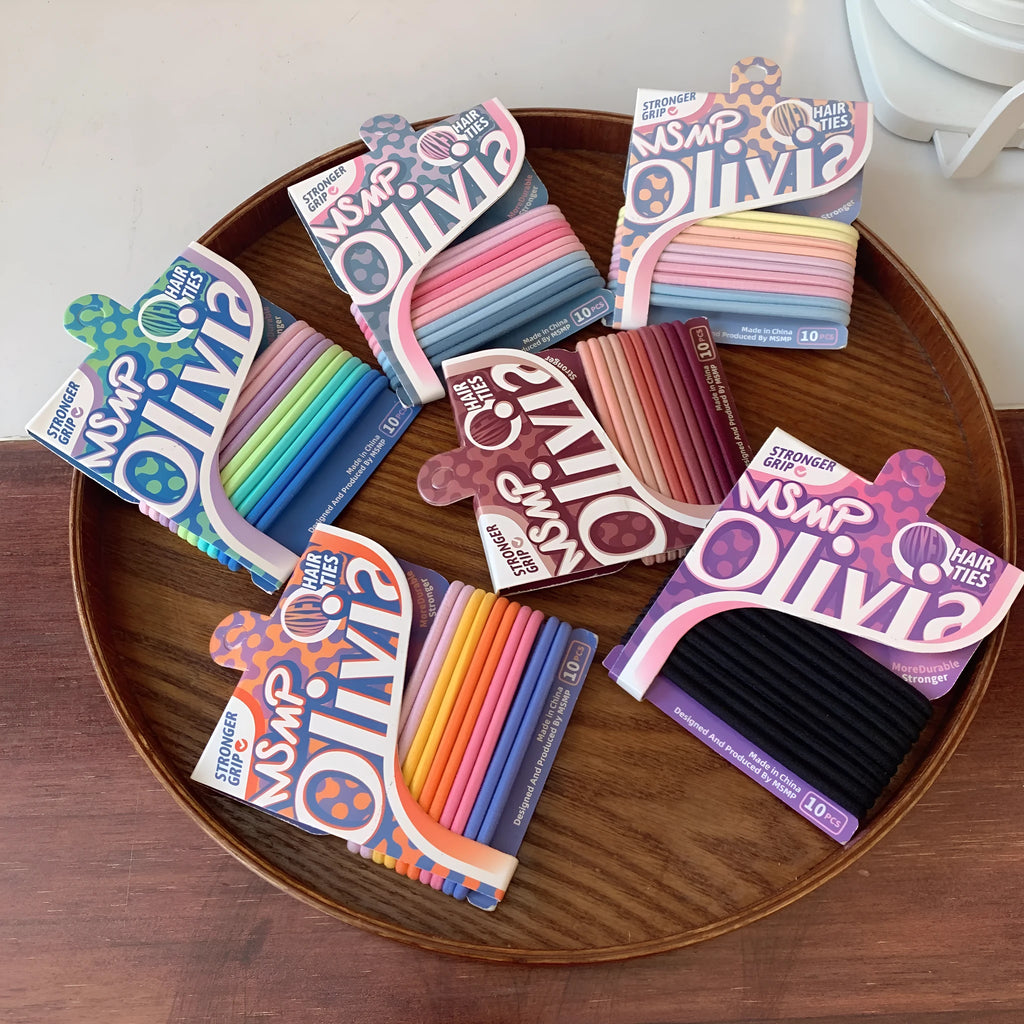 Assorted candy colour braided elastic hair bands for ponytails and braids.