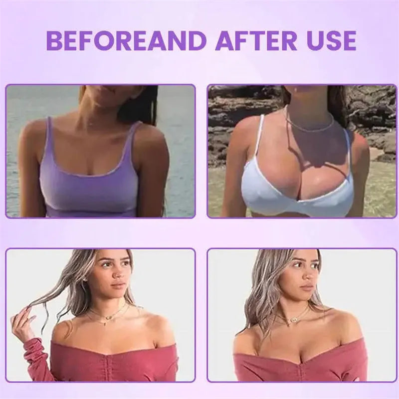 Pair of chest tightening patches for breast enhancement cosmetic application