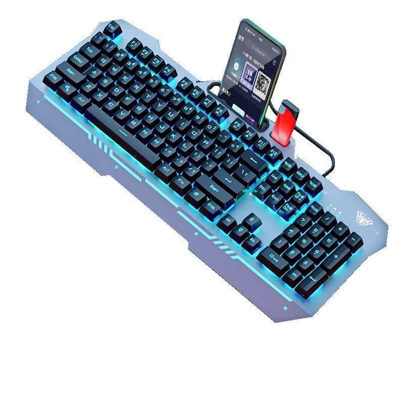F3010 black and white mechanical keyboard and mouse bundle with gaming headset and colourful LED backlighting
