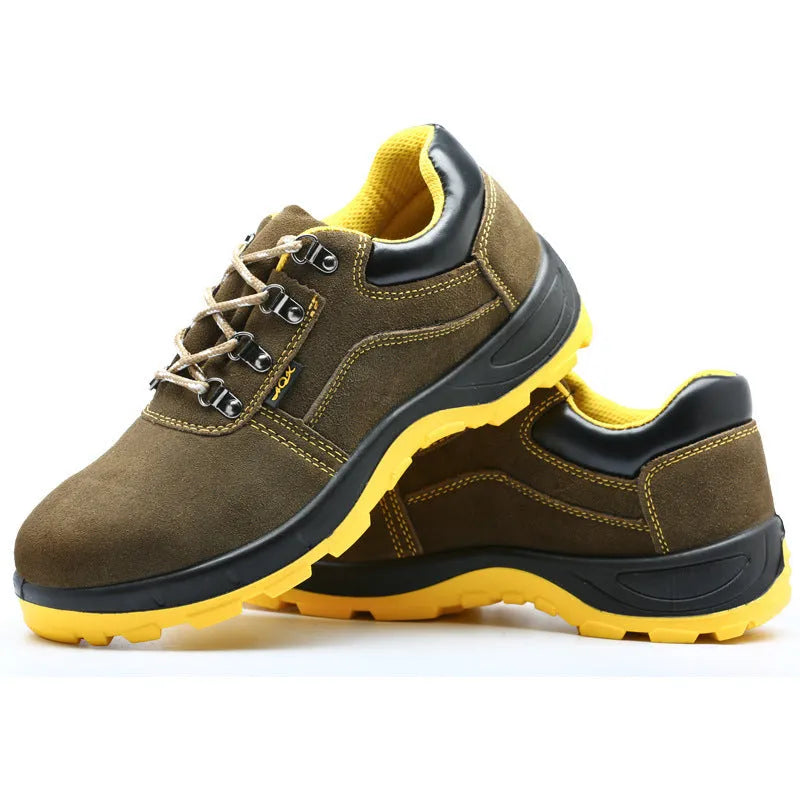 Bronze steel toe safety shoes with cow suede upper and non-slip sole