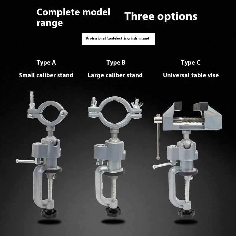 Small flat universal vise with 360 rotating bracket for bench mounting