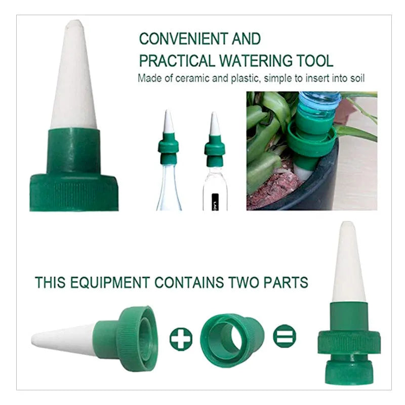 Green ceramic dripper for cola bottle garden irrigation