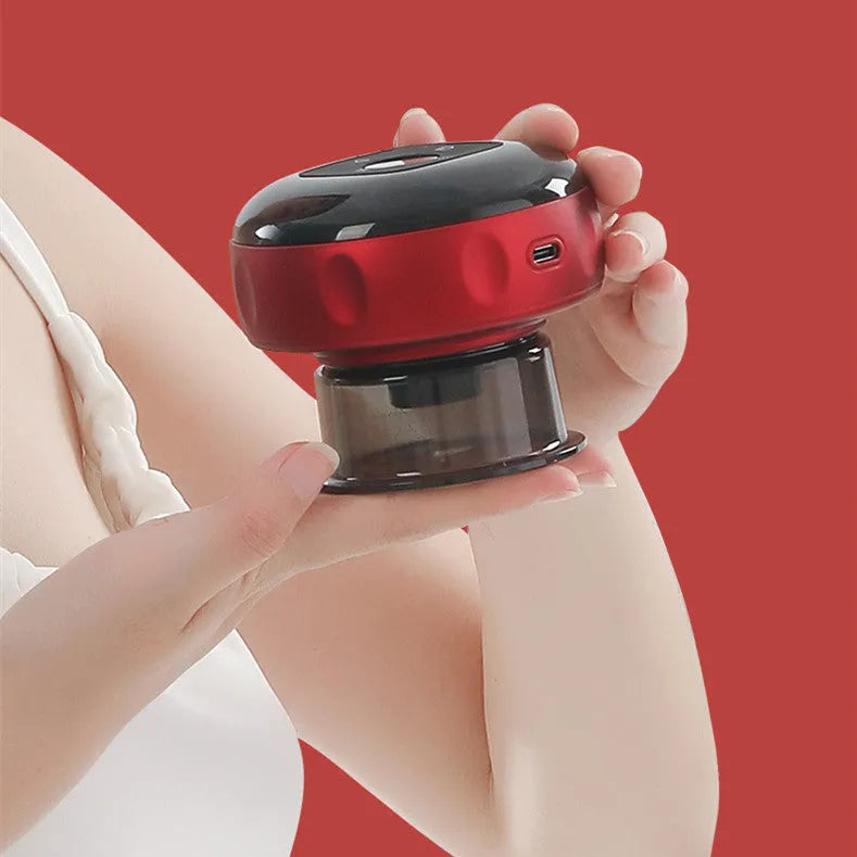 Electric vacuum cupping massager body cups in black with LED display and four buttons