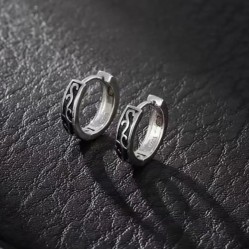 Men's geometric copper hip hop earrings in 10mm and 14mm sizes on a plain background.