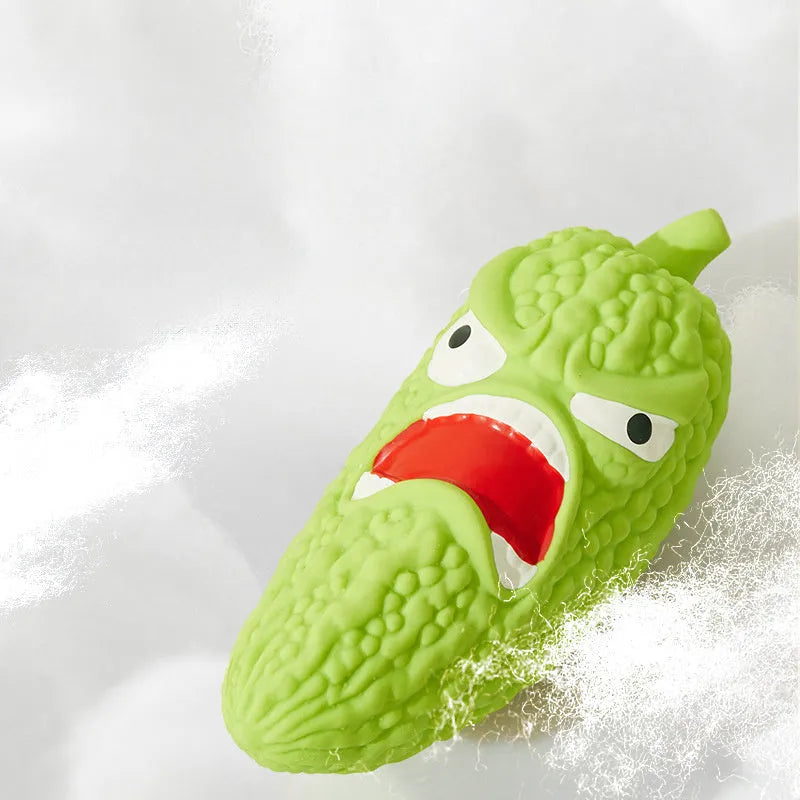 Bitter melon and chili pepper design dog chew toy with pet sound feature for teeth cleaning