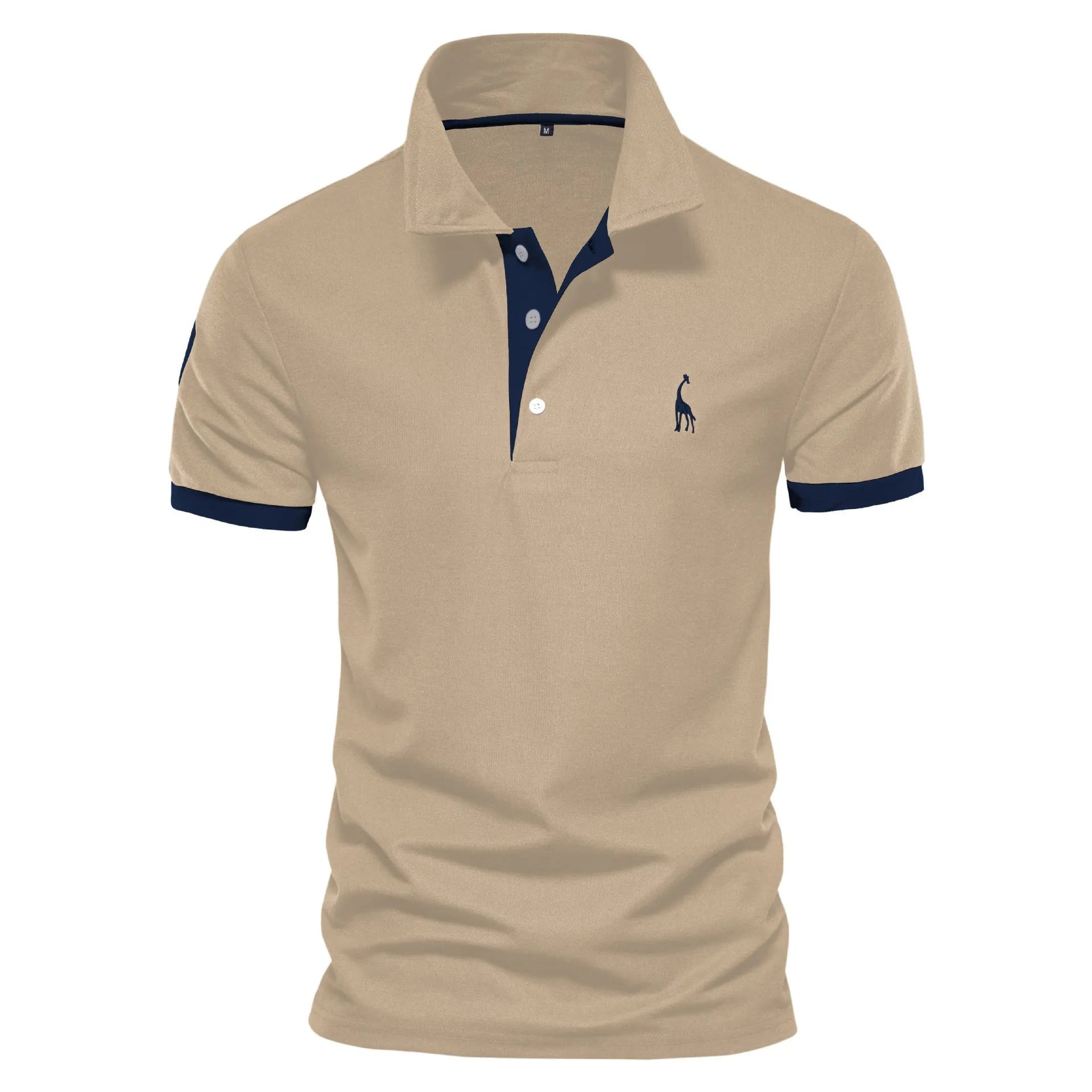 Men's slim fit embroidered deer T-shirt on a hanger, shown in a red colour option.