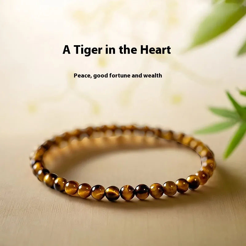 Geometric tigereye bracelet in New Chinese style with round beads