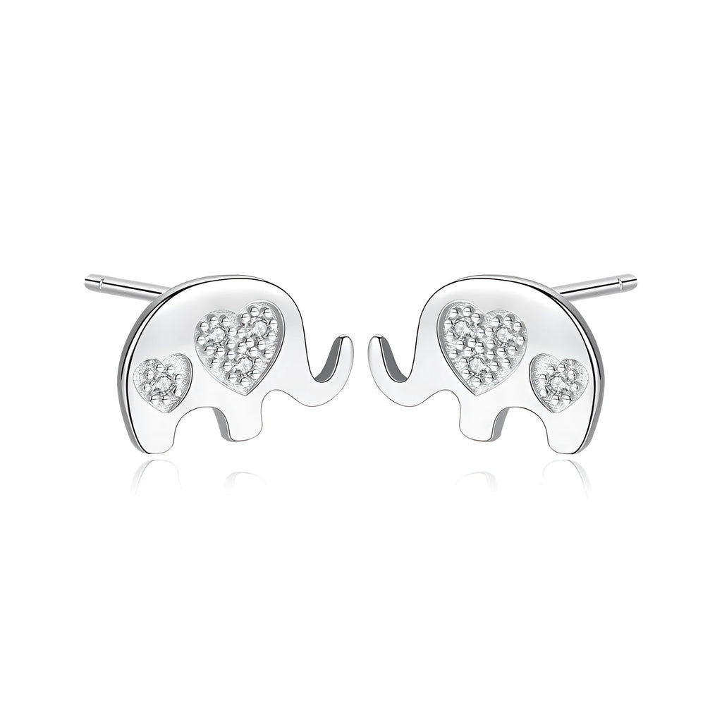 Geometric Korean silver earrings with gem setting, gold finish, 0.6x0.9cm size on a white background