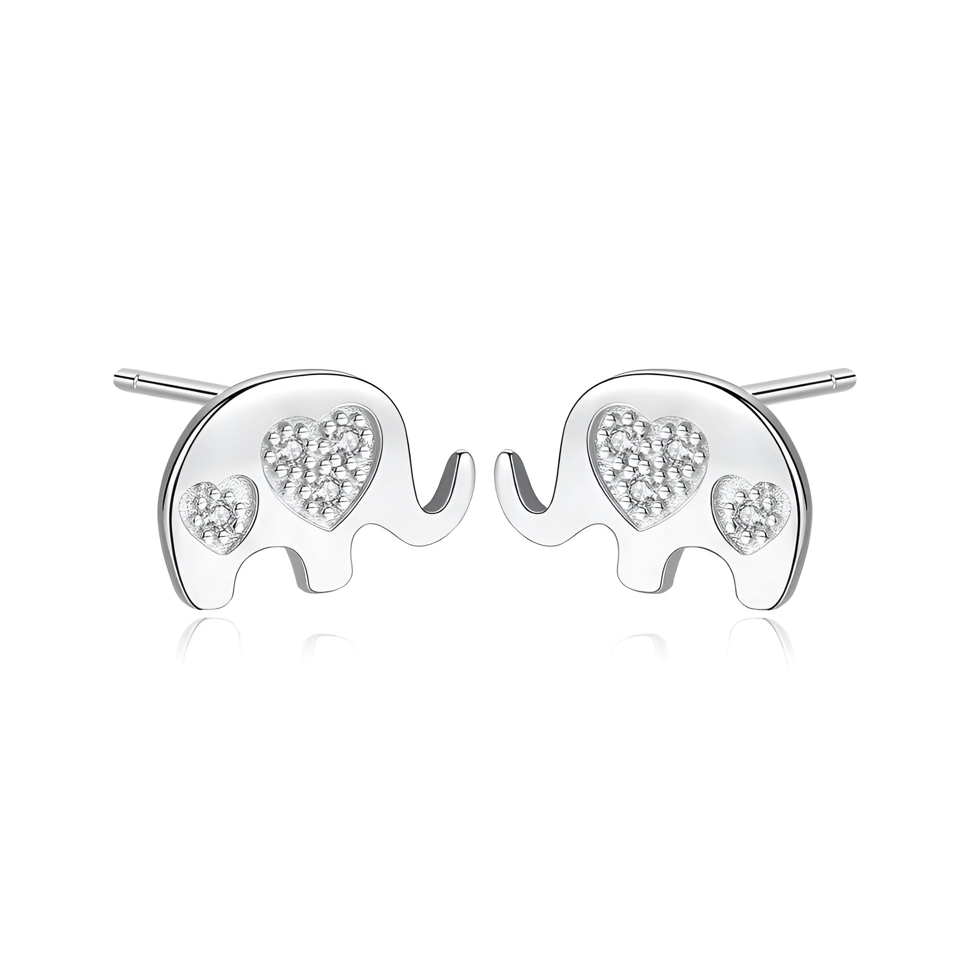 Geometric Korean silver earrings with gem setting, gold finish, 0.6x0.9cm size on a white background