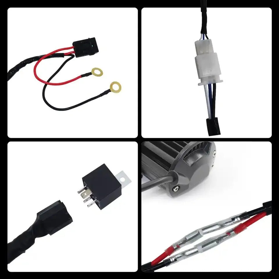 One-drag-two 2 metre silicone wiring harness for LED automotive roof work lights