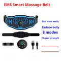 Smart EMS massage belt fitness equipment with rechargeable battery in orange and blue colour options