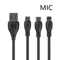 1m fast charging cable USB single-head in black on white background
