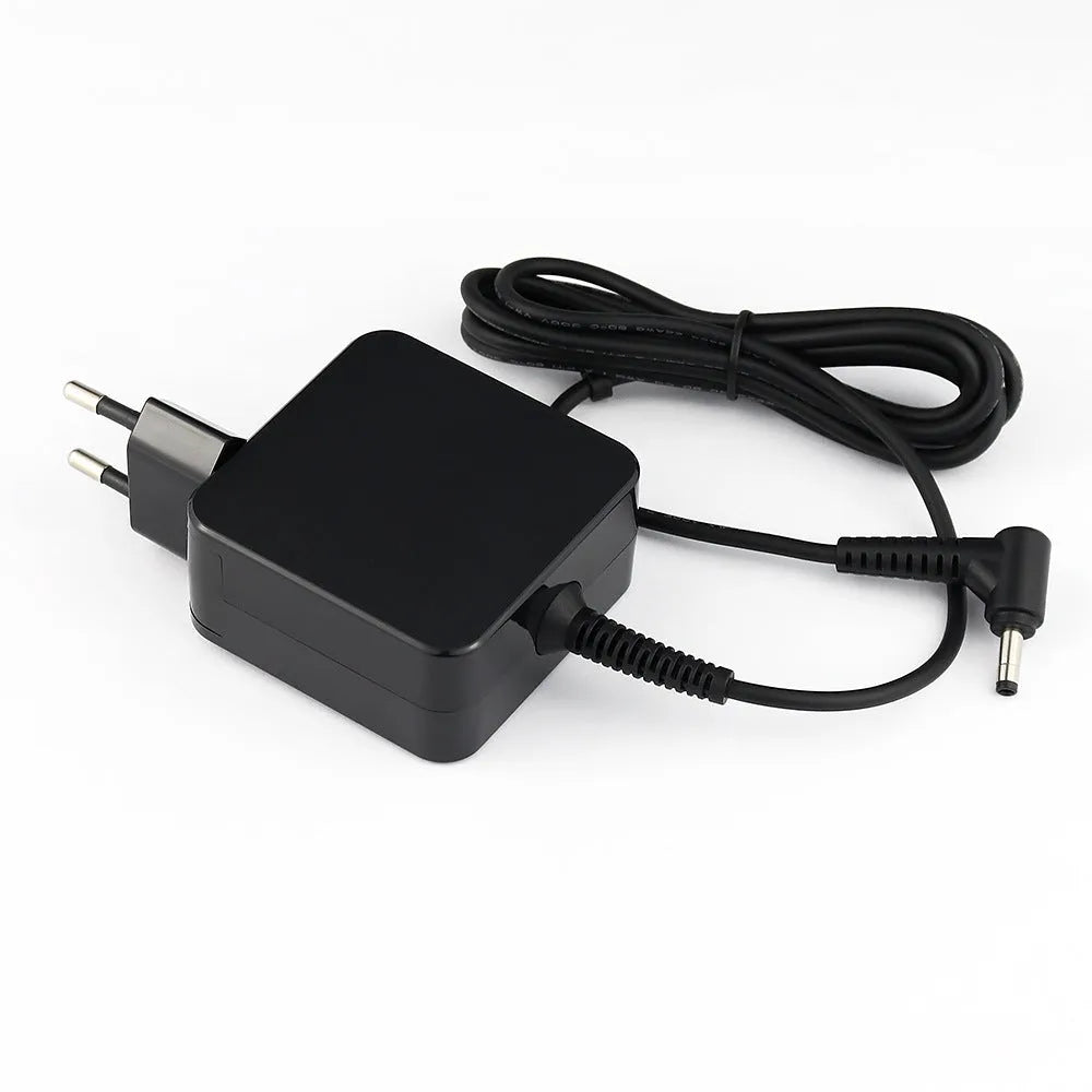 Black Hua 45W laptop adapter with DC power connector showing compact dimensions