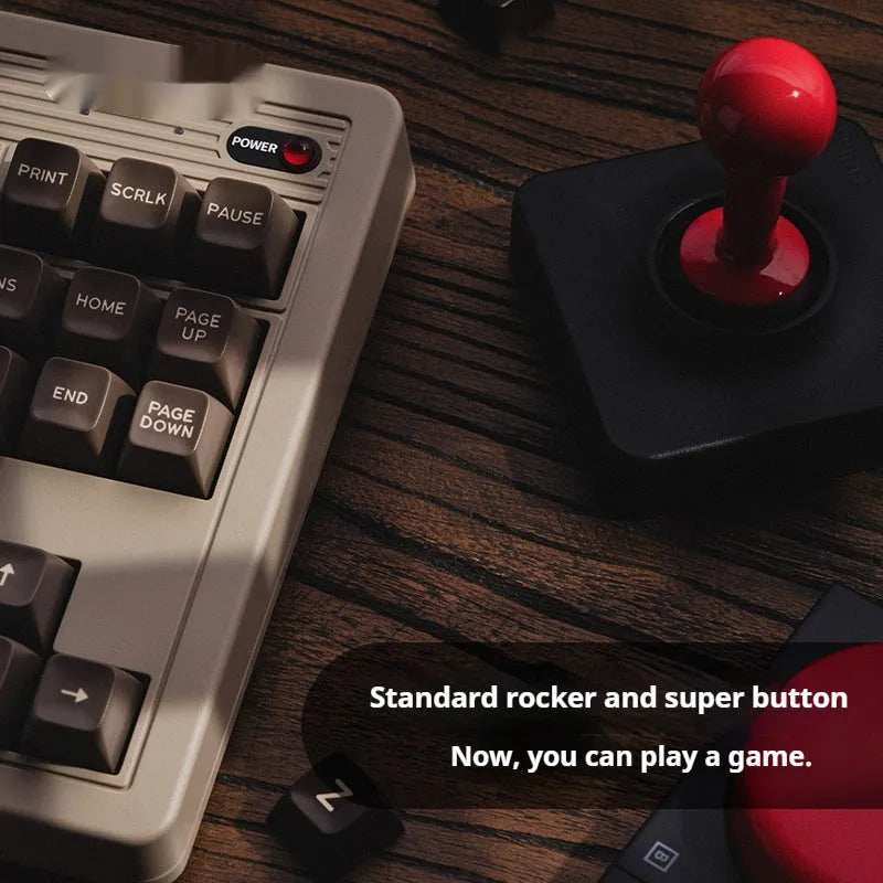 Retro87 wireless mechanical keyboard with C64 styling, incense-inserted ABS finish, and rocker control