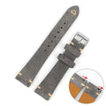 Genuine suede leather watch strap in Army Green colour for 20mm or 22mm watch lugs.