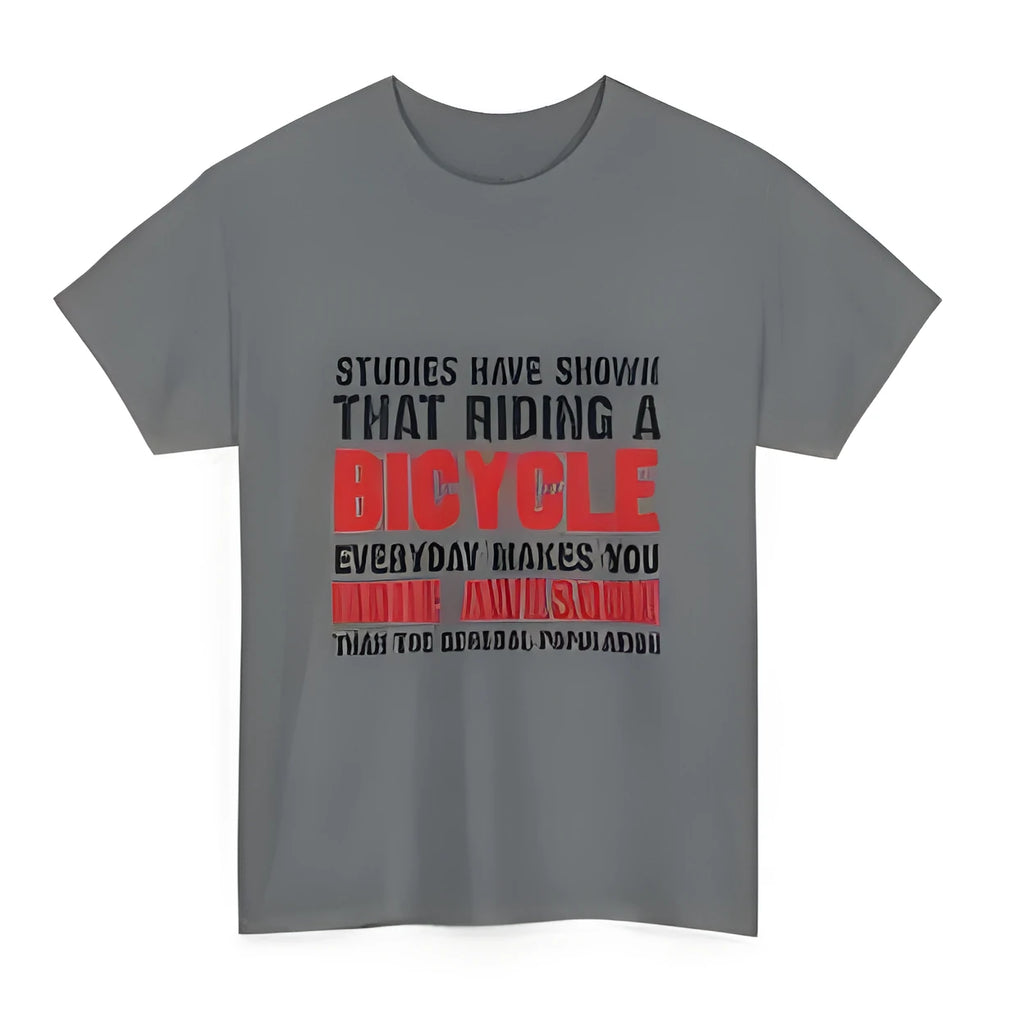 Grey women's short sleeve cotton t-shirt with a printed design, shown on a hanger.