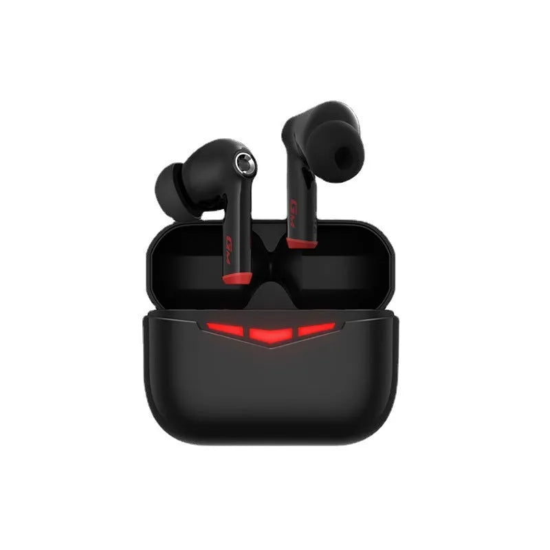 True wireless Bluetooth gaming in-ear headphones and charging case in black, pink, white, or grey