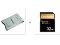 SD to PCMCIA adapter card for Mercedes-Benz cars with stainless steel housing and included 32GB SD card