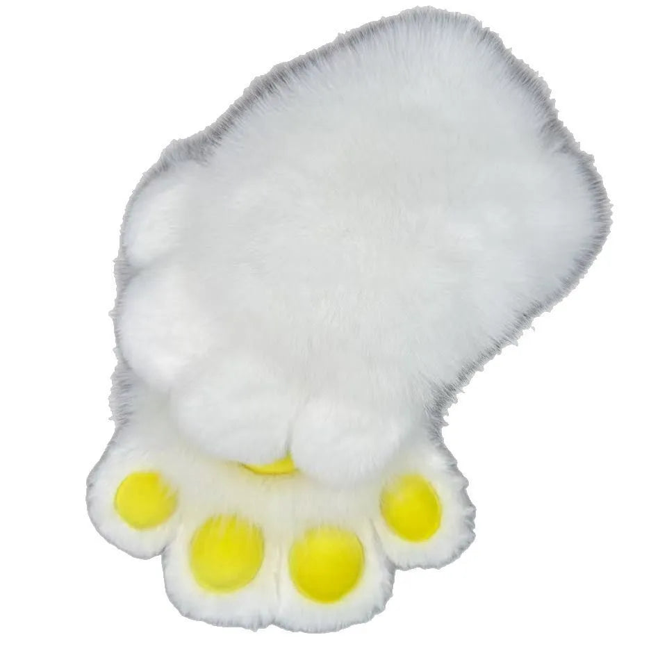 A pair of nylon cosplay gloves designed to look like animal claws, shown in various colour pad options.