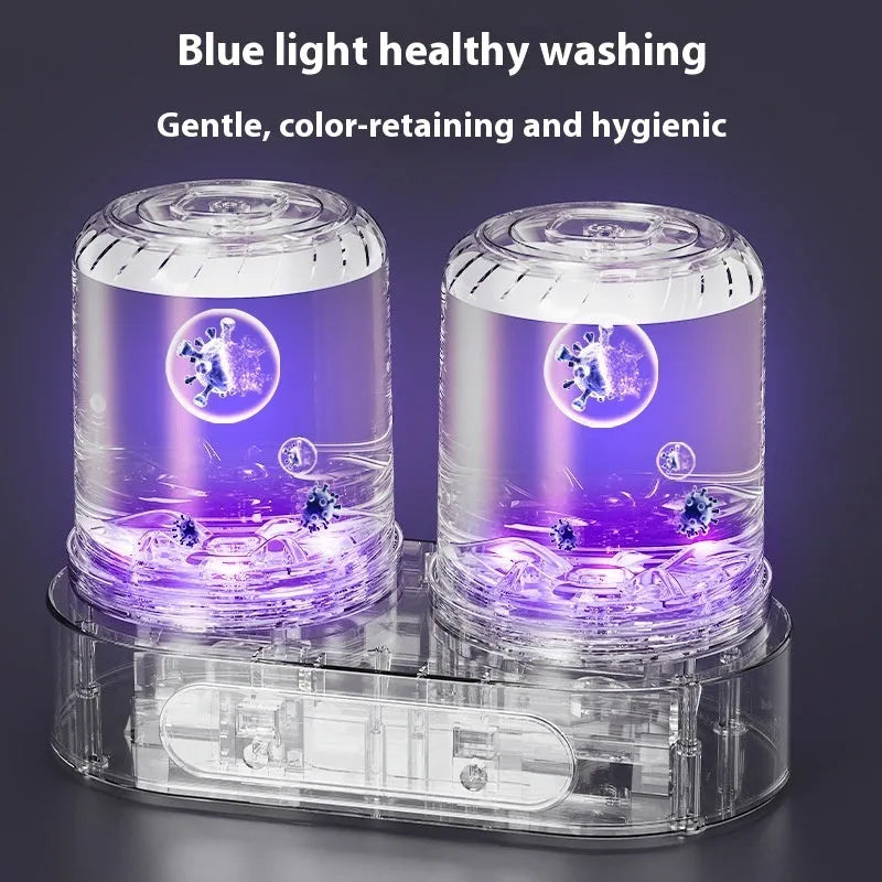 White double bucket USB mini underwear washing machine with mechanical controls