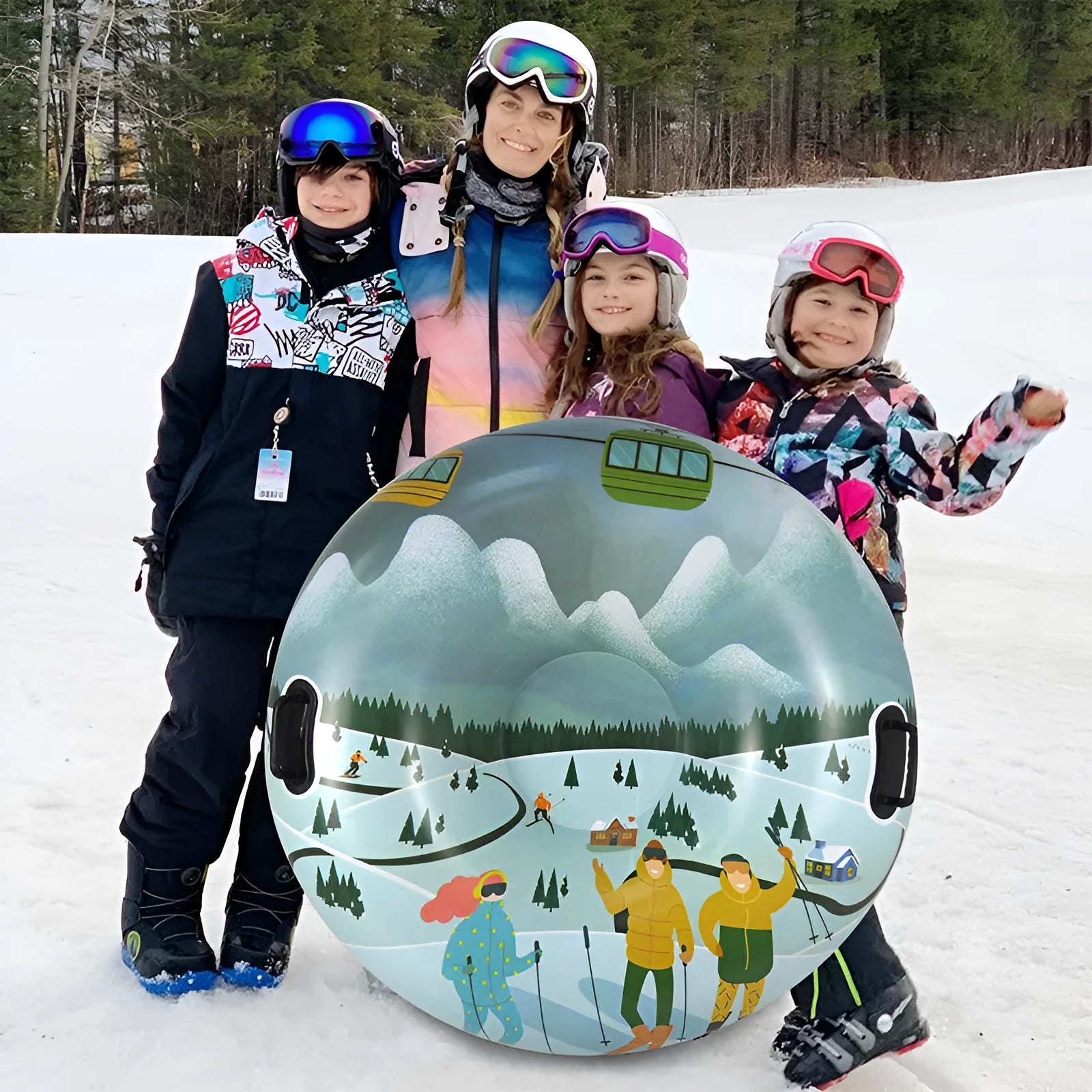 PVC winter ski ring toy in three colour options for snow play