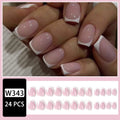 White plaid pattern artificial nail tips set with 24 pieces in an open box.