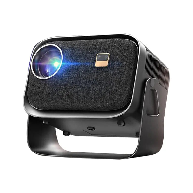 4K Android home projector with 1080p resolution and wireless screen mirroring, portable design