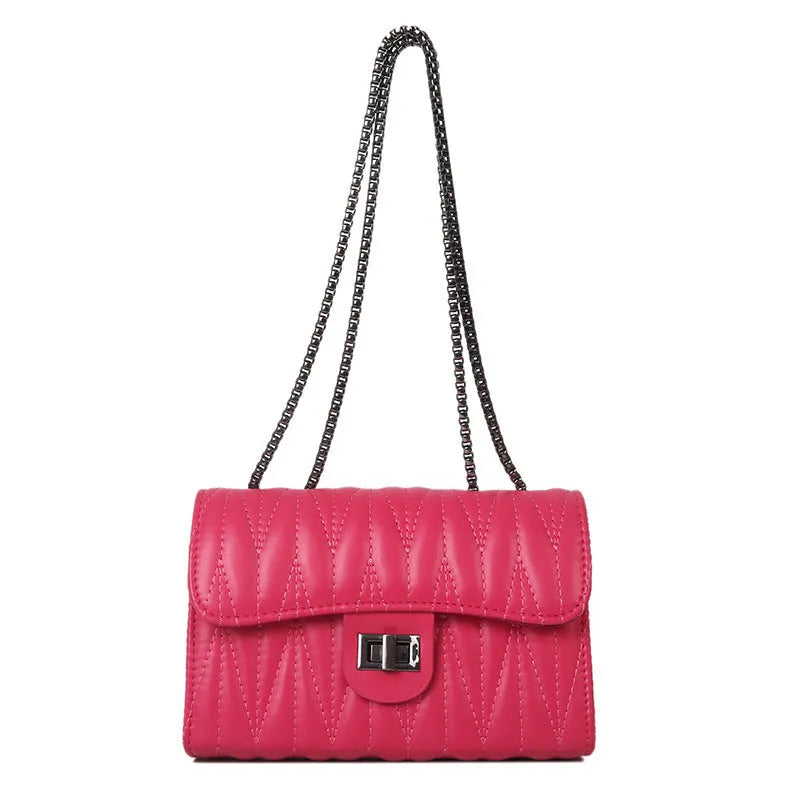 Small women's retro diamond texture PU handbag in horizontal square shape with soft carry handle